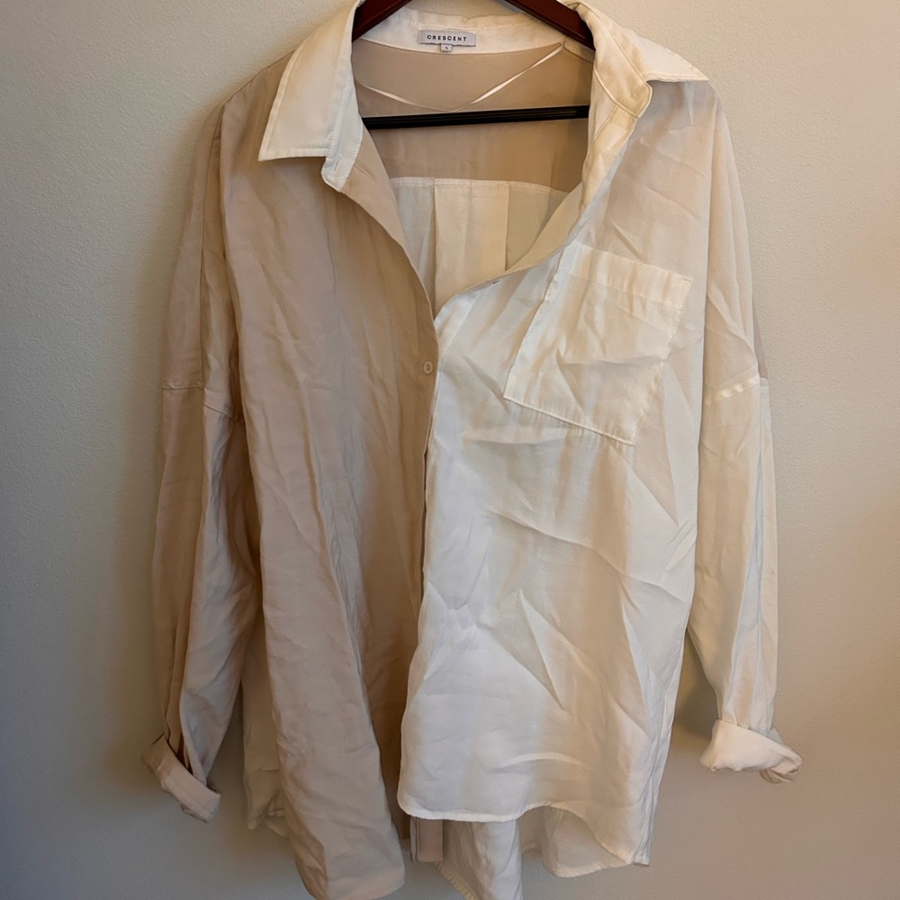 Color block button down blouse
